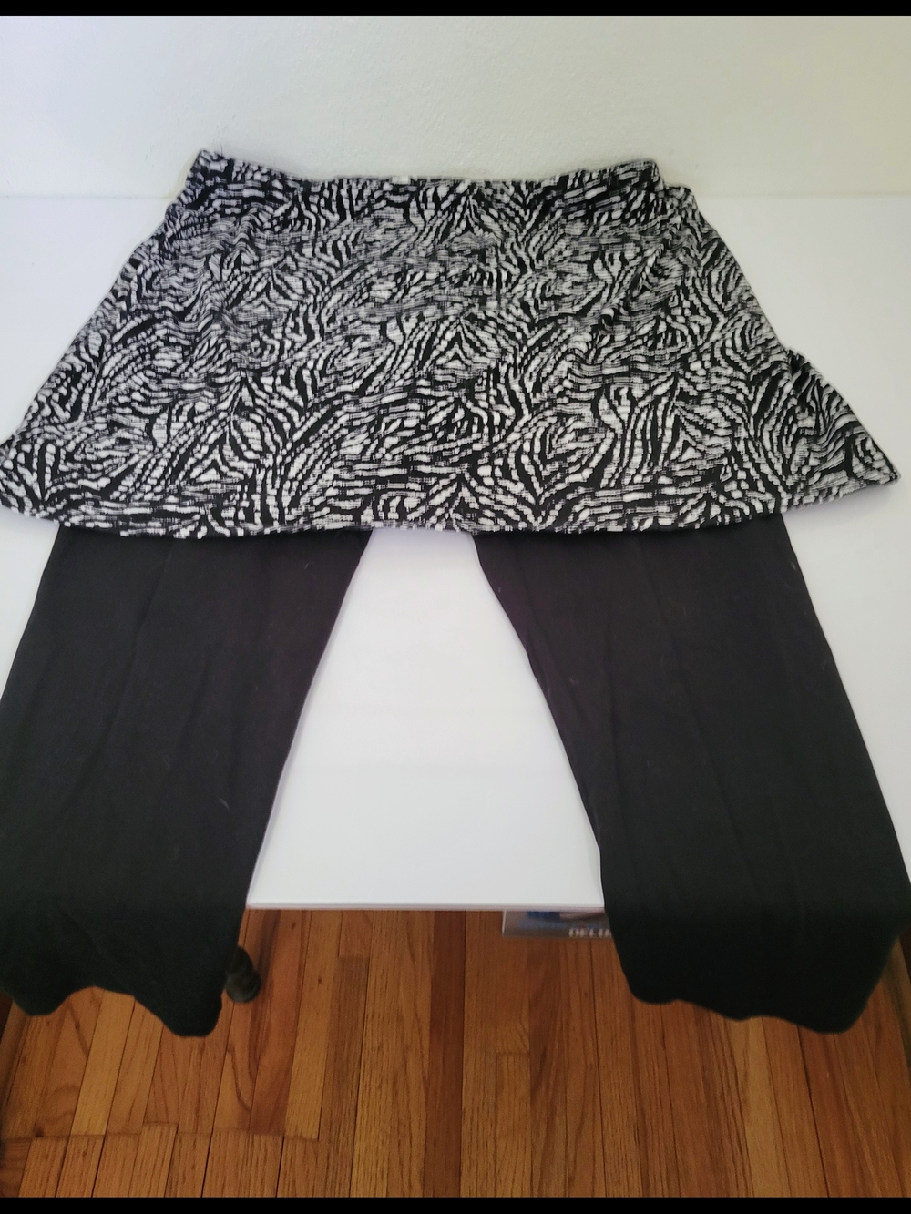 Legacy Black Leggings with Monochrome Zebra Skirt Overlay